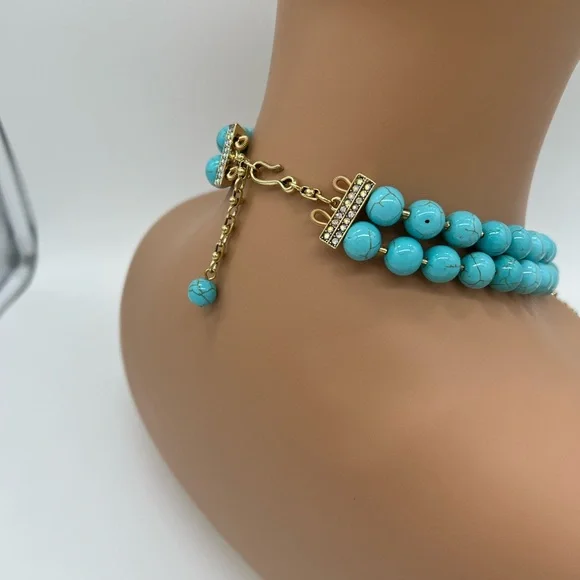 TURQUOISE RHINESTONE LARGE STATEMENT NECKLACE - Picture 5 of 7